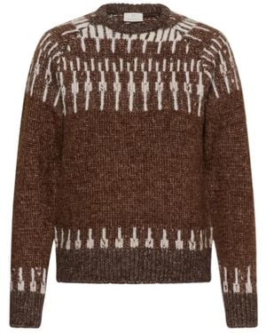 Kaffe Truien & Vesten ,Veelkleurig ,Gebreide Trui Met Ronde Hals - Bruin