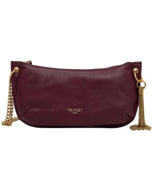 Twinset Tassen ,Rood ,Leer Baguette Tas - Paars