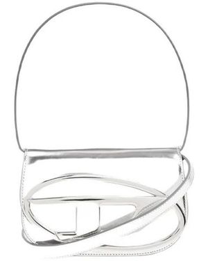 DIESEL Metallic Schultertasche Mit Skulpturalem Griff - Weiß