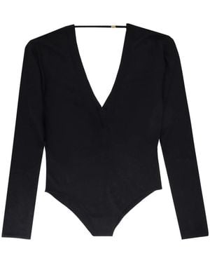 Saint Laurent Luxuriöser woll-kaschmir-seiden v-ausschnitt body - Blau