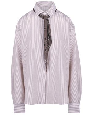 8pm Overhemden ,Katoen Camicia Cannes A Righe Con Foulard - Paars