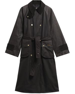 Barbour Jassen ,Bruin ,Katoen Elva Waxed Trench Coat - Zwart
