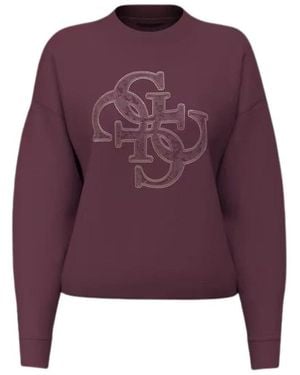 Guess Hoodies & Sweatvesten ,Rood ,Evelyn Triangle Logo Sweatshirt - Paars