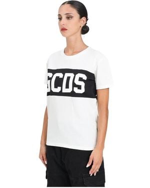 Gcds Wit T-Shirt Met Korte Mouwen Sportieve Stijl
