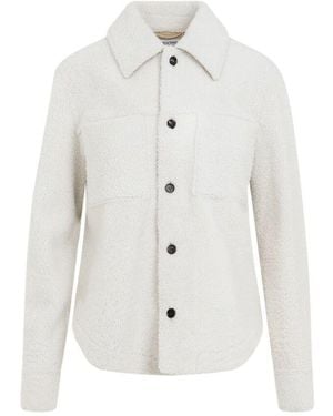 Bottega Veneta Luxuriöse weiße shearling winterjacke,luxuriöse weiße shearling-jacke aw24