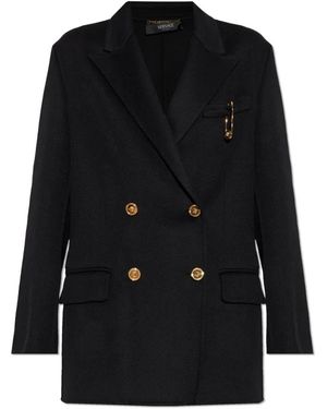 Versace Double-Breasted Coats - Negro