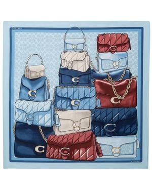 COACH Zijden Vierkante Sjaal - Blauw