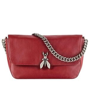 Patrizia Pepe Rote Genarbte Kalbsleder-Schultertasche