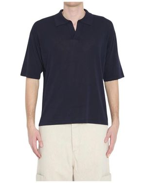 Roberto Collina Tops ,Blauw ,Katoen Katoenen Gebreide Polo