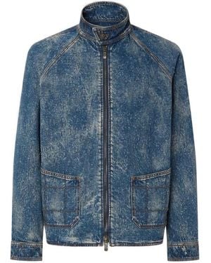 Ferrari Jacke Aus Genadelten Und Gewaschenem Denim - Blau