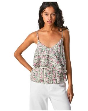 Pepe Jeans Sleeveless Tops - White