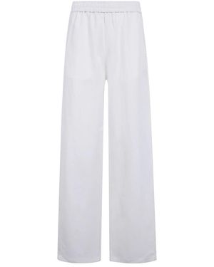 Ami Paris Broeken ,Wit ,Linnen Broeken Met Elastische Tailleband