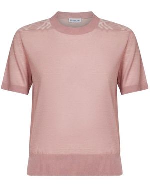 Burberry Truien & Vesten ,Roze ,Wol Crewneck Trui