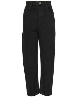 Self-Portrait Jeans ,Zwart ,Denim Zwarte Denim Jeans Met Gekromde Pijp
