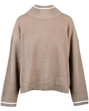 Brunello Cucinelli Truien & Vesten ,Wol Maglia Cannettata - Naturel