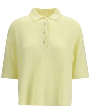 Allude Truien & Vesten ,Geel ,Kasjmier Tweekleurig Kasjmier Poloshirt