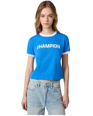 Champion Tops ,Blauw ,T-Shirt Met Ronde Hals
