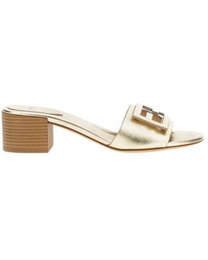 Fendi Baguette Mules Mit Mittelhohem Absatz - Natur