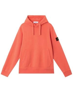 Stone Island Hoodies & Sweatvesten ,Oranje ,Katoen Hooded Sweatshirt - Rood