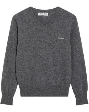 Miu Miu Slate V-Neck Pullover - Grau