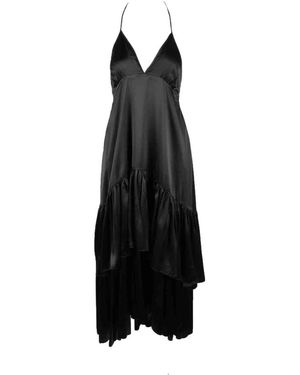 L'Autre Chose Seidenkleid Mit Bindeschließe - Schwarz