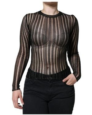 Dolce & Gabbana Gestreifter Metallic-Strickpullover Mit Langen Ärmeln - Schwarz