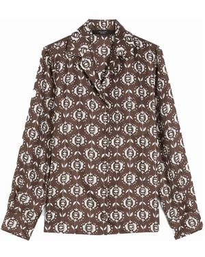 Weekend by Maxmara Seiden-Pyjama-Stil Bedrucktes Hemd - Braun
