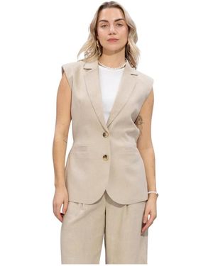 Notre-v Jassen ,Leer Nv-Hilda Gilet - Naturel