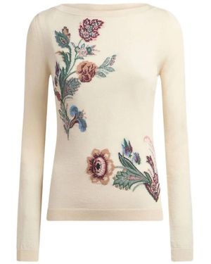 Etro Truien & Vesten ,Veelkleurig ,Wol Jacquard Trui Van Wolmix - Wit