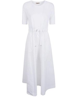 Herno Kleedjes ,Wit ,Drawstring Midi Jurk