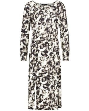 Taifun Gerafftes Shirtkleid Mit Ausgestelltem Rock - Schwarz