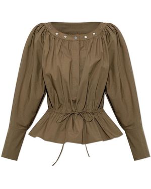 Tory Burch Ruched Cotton Top - Groen