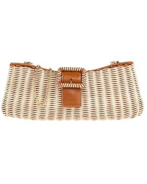 Rodo Tassen ,Bruin ,Leer Nathalie Woven Wicker Clutch - Naturel