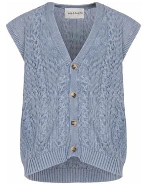 Amaranto V-Ausschnitt Pullover Mit Knopfleiste - Blau