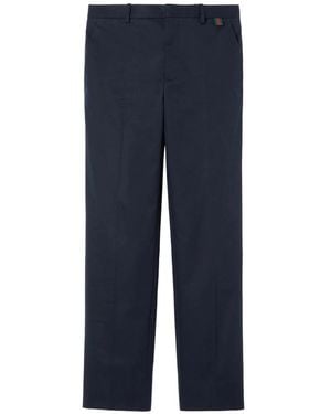 Gucci Double Katoenen Twill Broek Met Web - Blauw