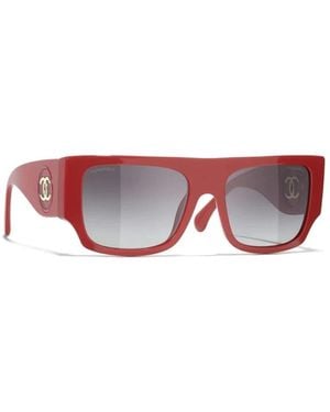 CHANEL Eckige Sonnenbrille - Rot