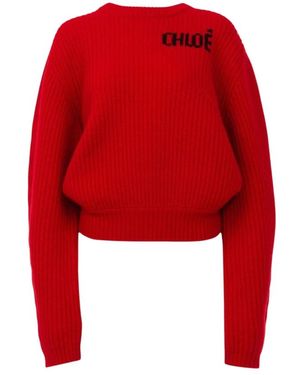 Chloé Truien & Vesten ,Rood ,Round-Neck Truien