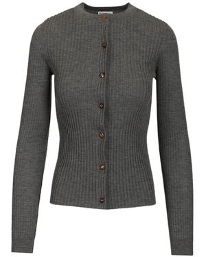 Burberry Strickjacke Mit Schmaler Passform Und Rundhalsausschnitt - Grau