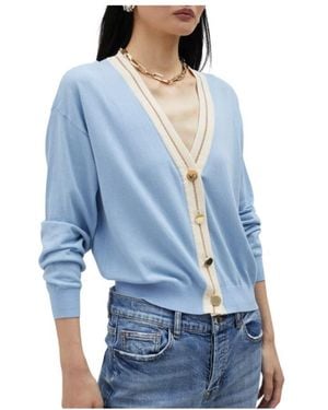 Lola Casademunt Blauer basic-strick-cardigan mit kontrastbesatz