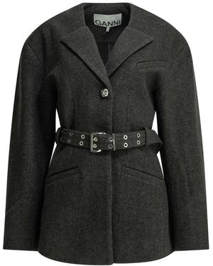Ganni Jassen ,Zwart ,Wol Wollen Blazer