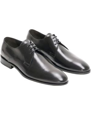 Calpierre Schwarze Leder Derby Schuhe Für Herren