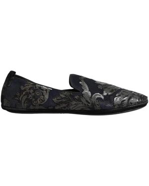 Dolce & Gabbana Jacquard Lederen Instaploafers - Zwart