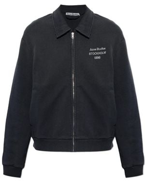Acne Studios Baumwoll-Strickjacke Mit Logo - Blau