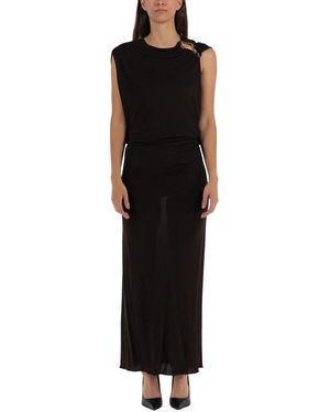 Lanvin Midi Draped Jurk - Zwart