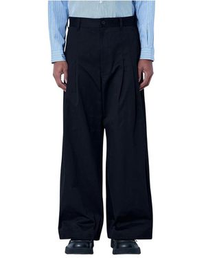 Comme des Garçons Broeken ,Zwart ,Wide-Leg Pleated Broeken - Blauw
