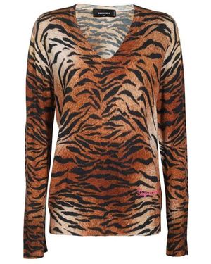 DSquared² V-Neck Knitwear - Marron
