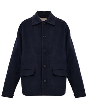 Marni Single-Breasted Coats - Bleu