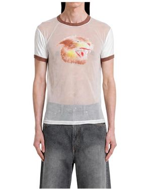 Kapital Tops ,Wit ,Katoen Sheer Jersey X 20/- Jersey Ringer T (Anger Leopard) - Grijs