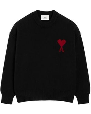 Ami Paris Round-Neck Knitwear - Noir