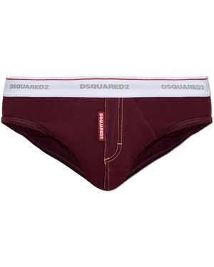 DSquared² Ondergoed ,Rood ,Katoen Katoenen Broekjes Met Logo - Paars